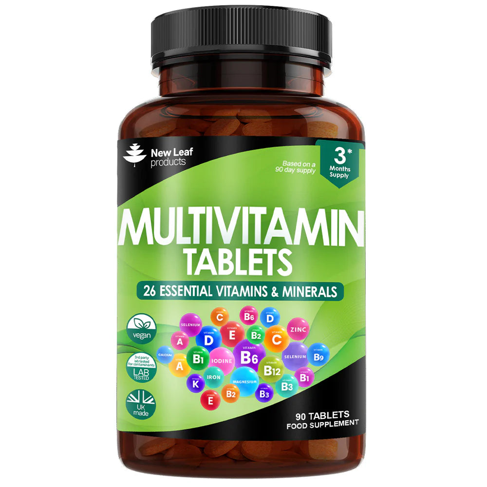 New Leaf - Multivitamin Supplements & Minerals - 26 Essential Vegan Vitamins - 3 Months Supply