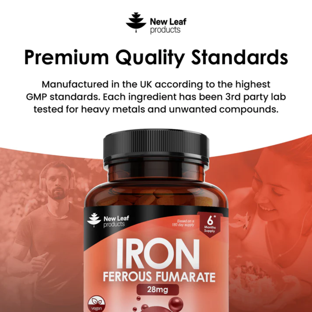 New Leaf - Iron Tablets - Ferrous Fumarate 6 Months Supply - 365 Tablets