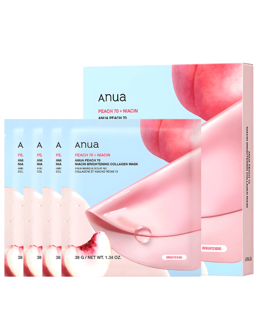 K Beauty - Anua Peach 70 Niacin Brightening Collagen Mask - Pack Of 4