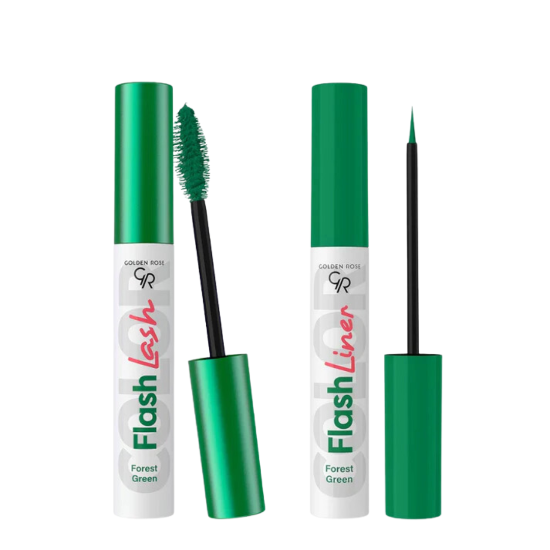 Golden Rose - Flash Lash And Liner Duo - Forest Green