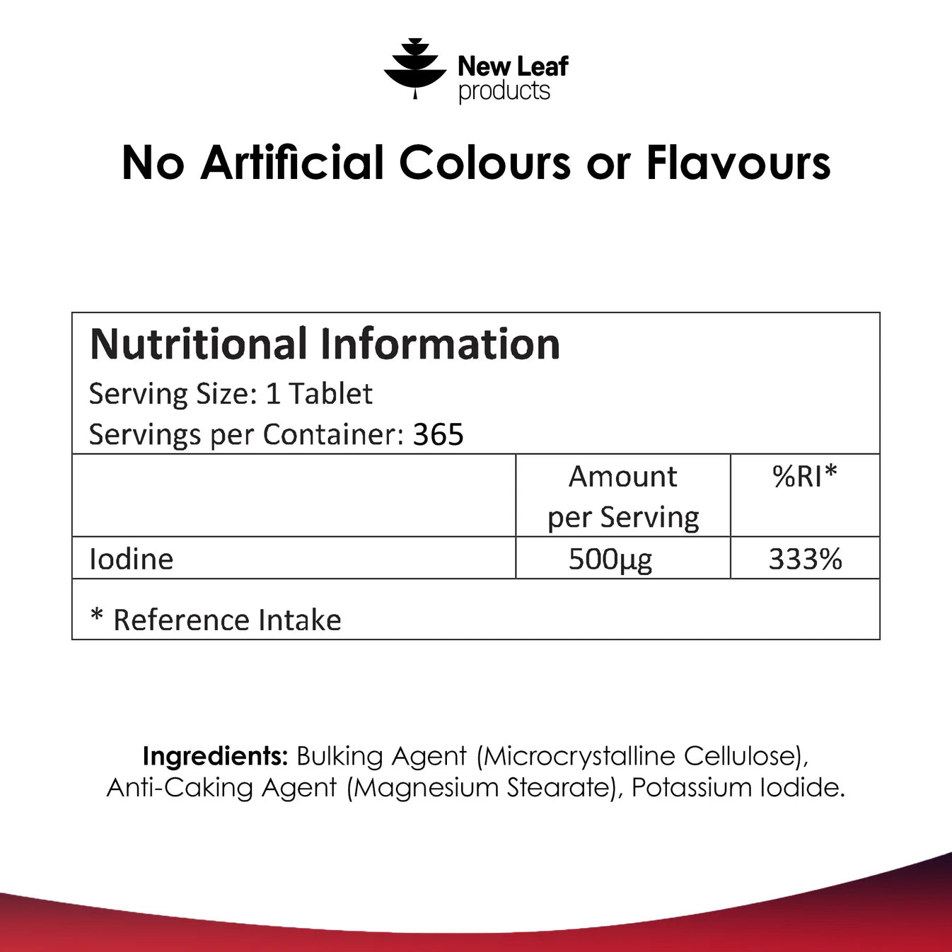 New Leaf - Iodine Tablets 500mcg 12 Months Supply