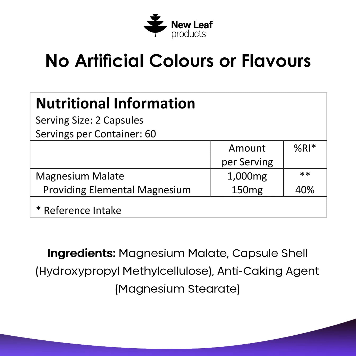 New Leaf - Magnesium Malate 1000mg - 2 Month Supply