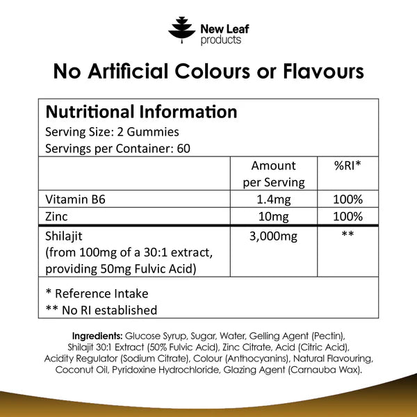 New Leaf - Shilajit Gummies | 3000mg High Strength | With Zinc and Vitamin B6