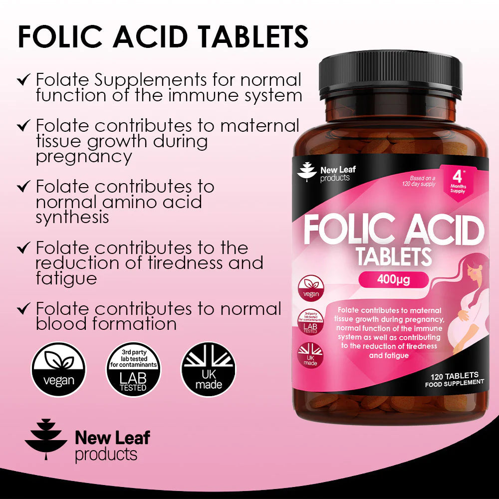 Folic Acid Tablets 400mcg - 4 Months Supply