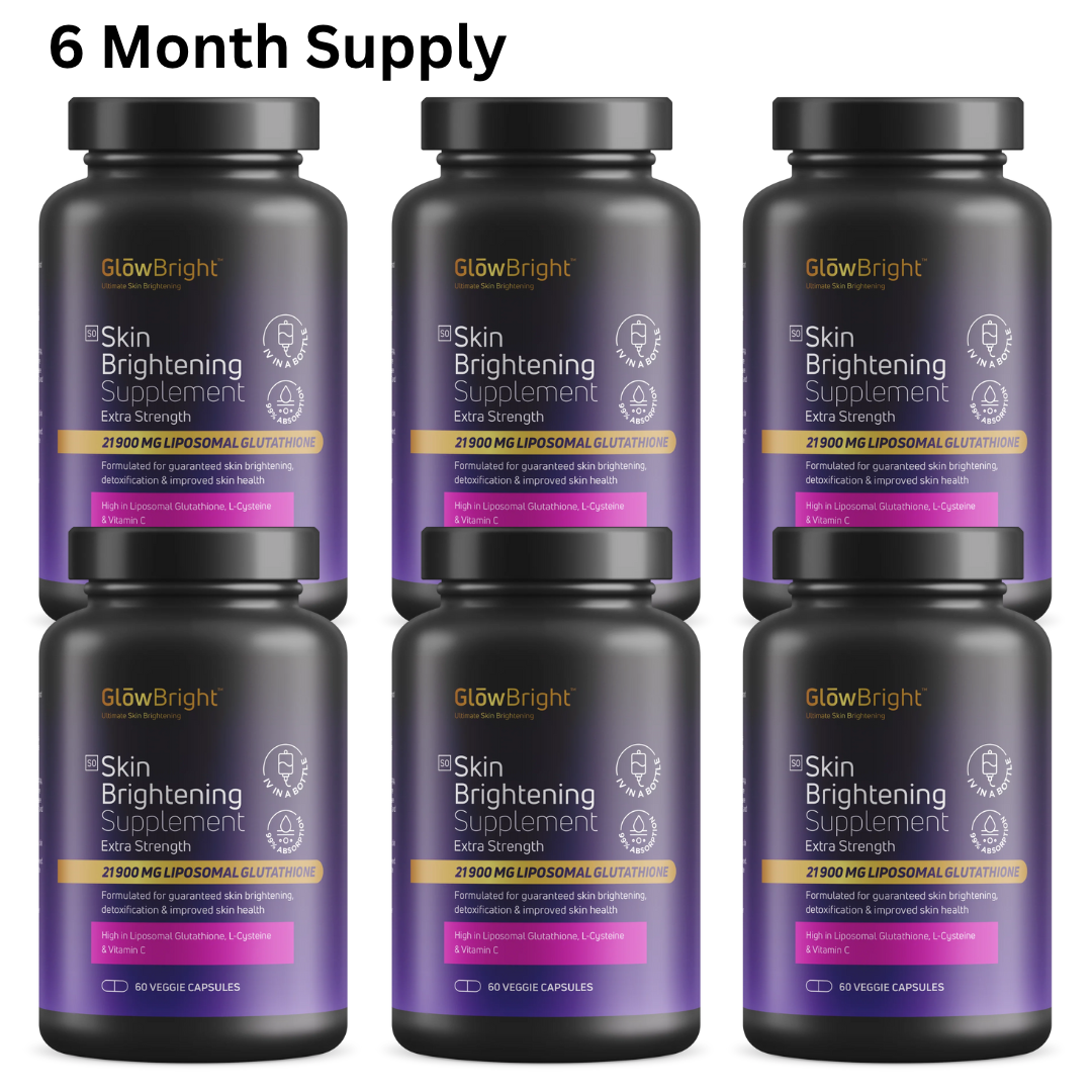 Glow Bright - 6 Month Supply - 21900mg Glutathione Capsules x6 - Kolorzonline KolorzOnline Glow Bright - 6 Month Supply - 21900mg Glutathione Capsules x6 - Kolorzonline KolorzOnline