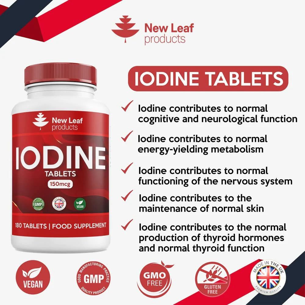 Iodine Tablets 150mcg - Thyroid Health - 6 Months Supply