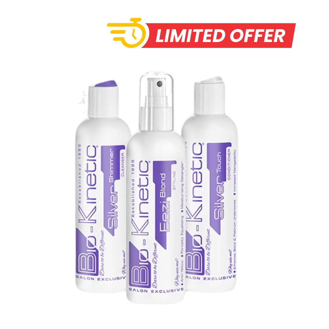 Bio-Kinetic -Silver Shimmer Cleanse 100ml, Conditioner 100ml & Toning Spray 100ml