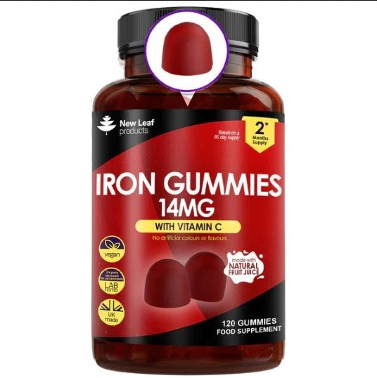 New Leaf - New Leaf Iron Gummies 14MG With Vitamin C 120 Gummies (2 Months Supply)