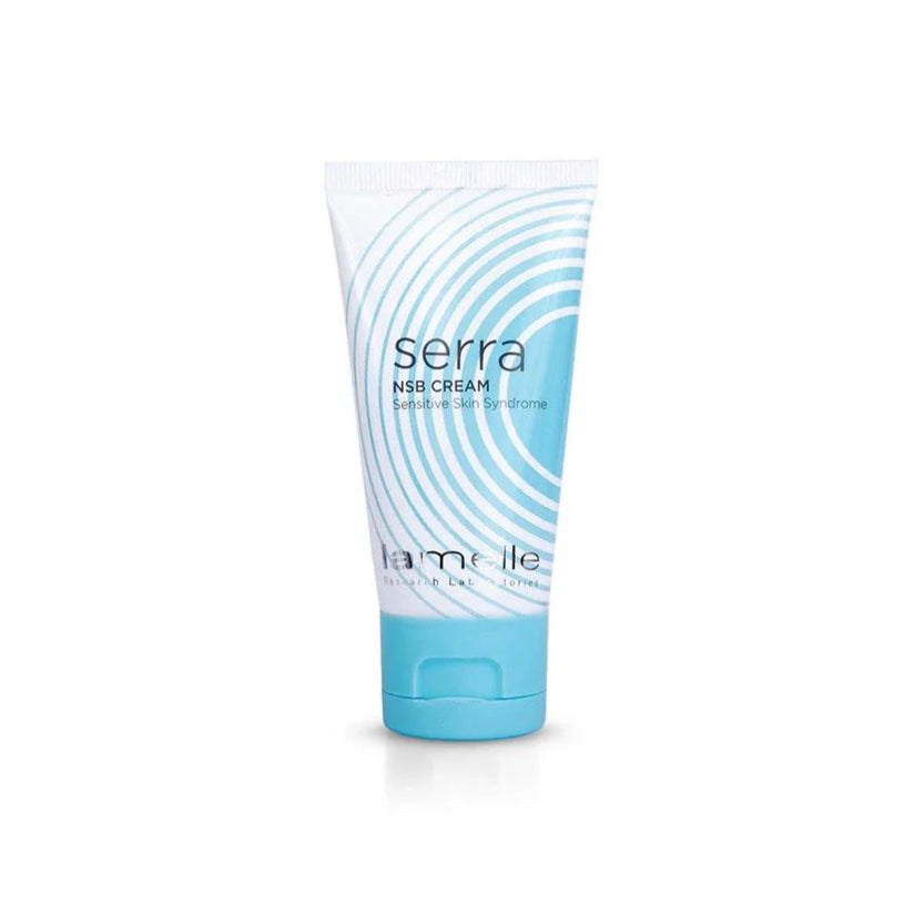 Tube of Serra hair care product on a white background
