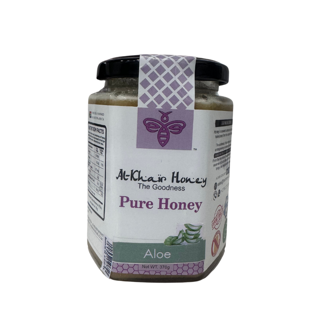 AL KHAIR HONEY - Pure Honey, Creamed Aloe, 370g Glass Jar