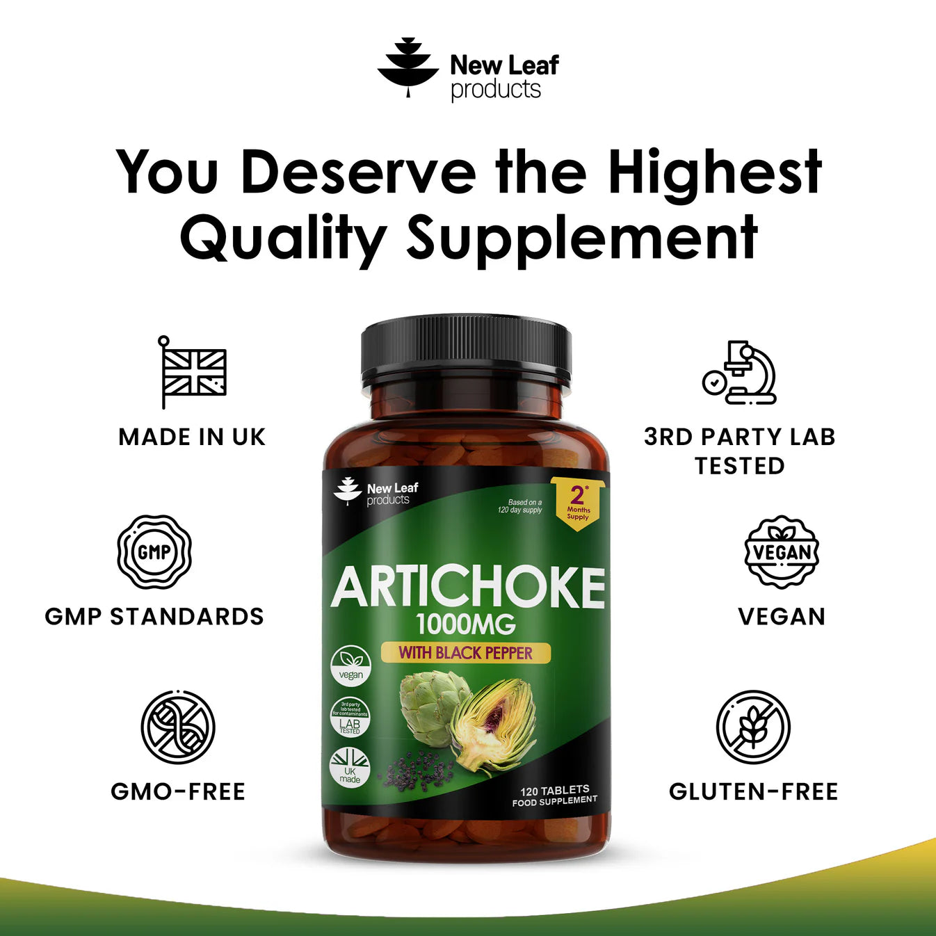 New Leaf - Artichoke Extract 1000mg - 2 Months Supply