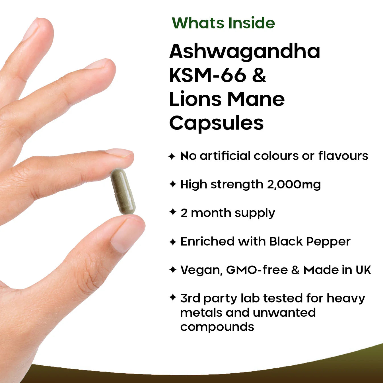 New Leaf - Ashwagandha KSM-66 & Lions Mane Capsules - 2 Months Supply