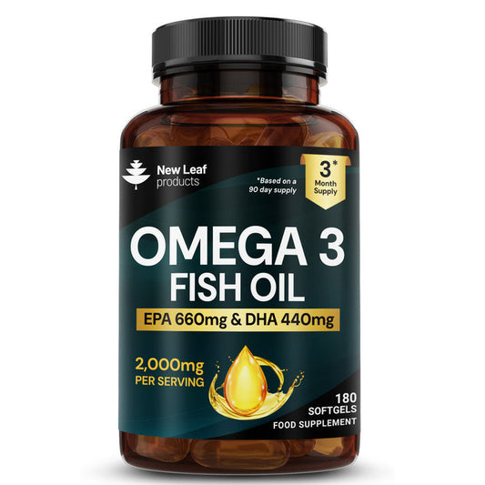 New Leaf - Omega  3 Fish Oil Softgel Capsules / EPA 660mg & DHA 440mg | 3 Months Supply