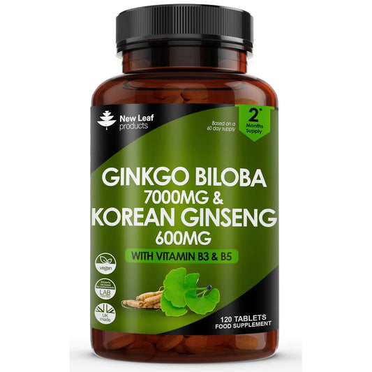 New Leaf - Ginkgo Biloba 7000mg & Korean (Panax) Ginseng - 2 Months Supply