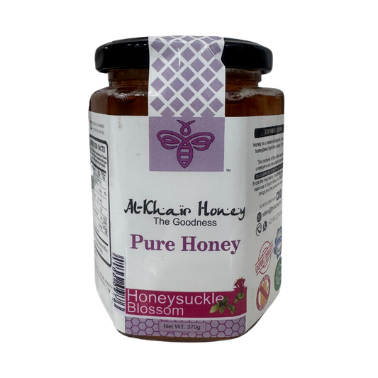 AL KHAIR HONEY - Pure Honey, Honeysuckle, 370g Glass Jar