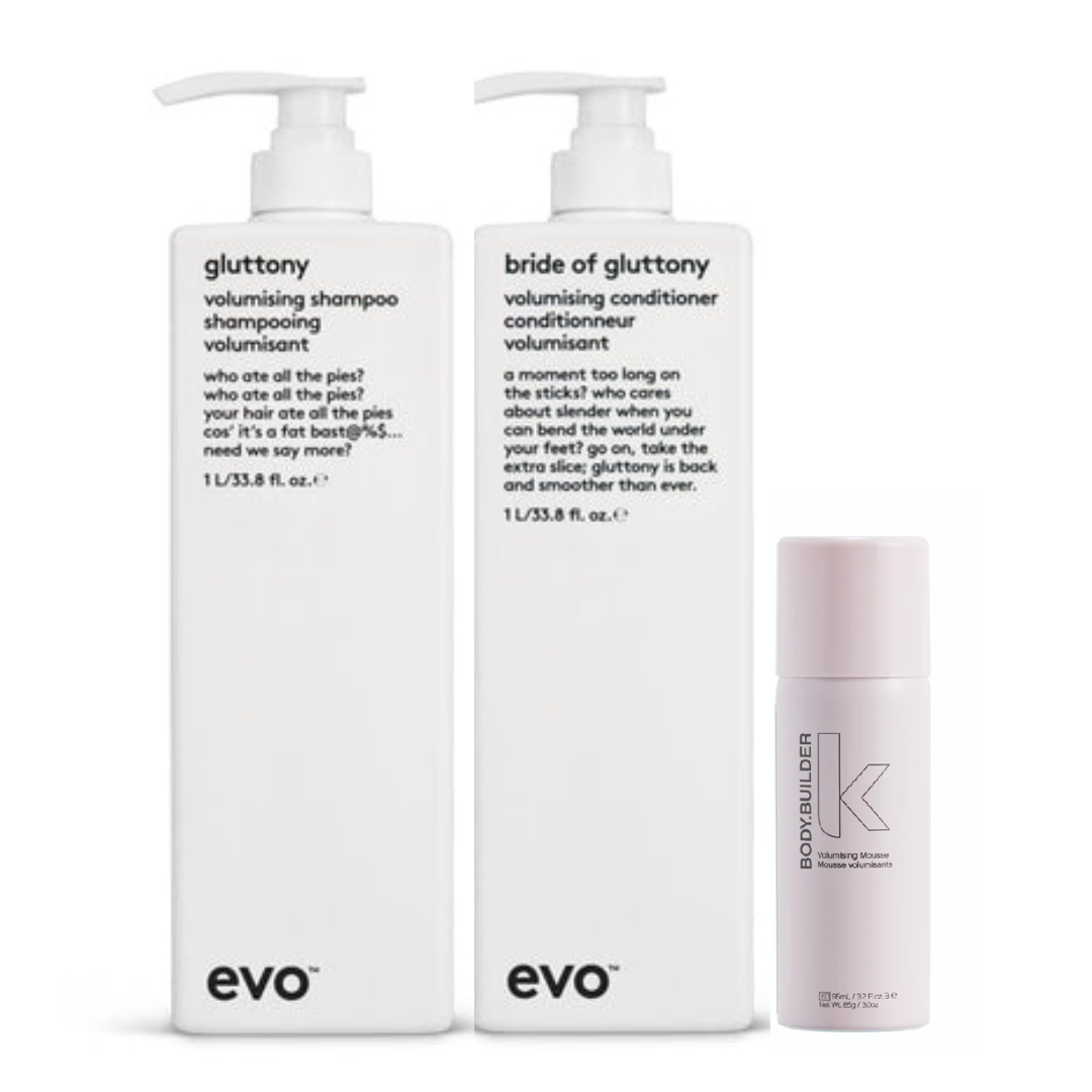 Evo - Gluttony Volumising Shampoo And Conditioner Duo 1000ml (Free Kevin Murphy - Body.Builder 100ml)