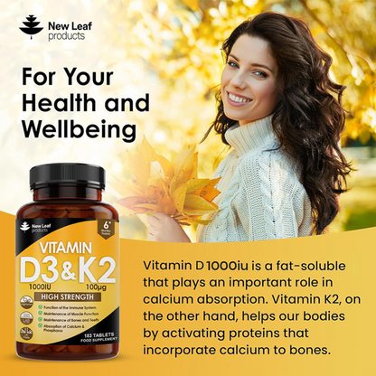 New Leaf - Vitamin D3 & K2 High Strength 6 Months