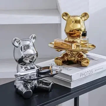 Metallic Bear - Serving Tray (Silver)