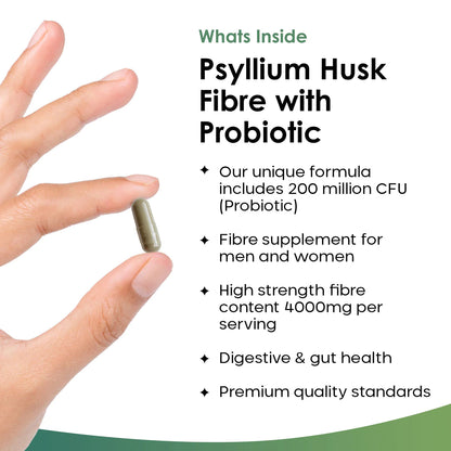 Fibre Supplement 4000mg Psyllium Husk with Probiotic - High