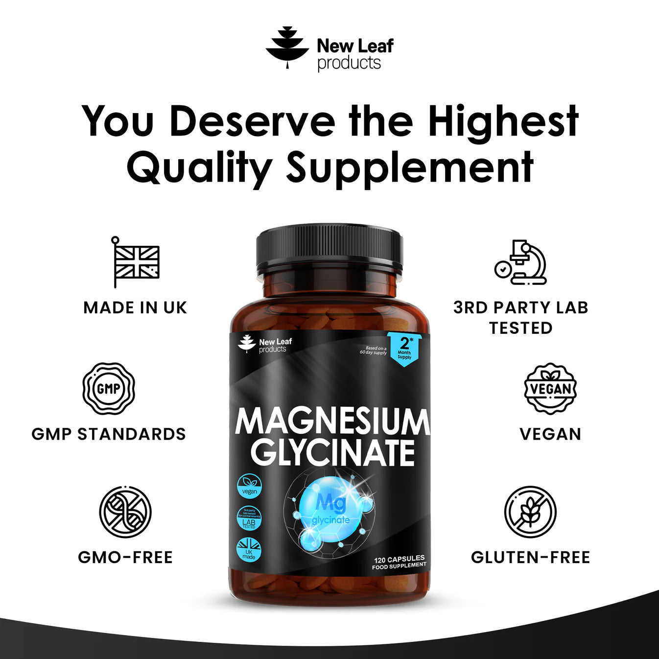 Magnesium Glycinate - High Strength Capsules 1040mg (2 Month
