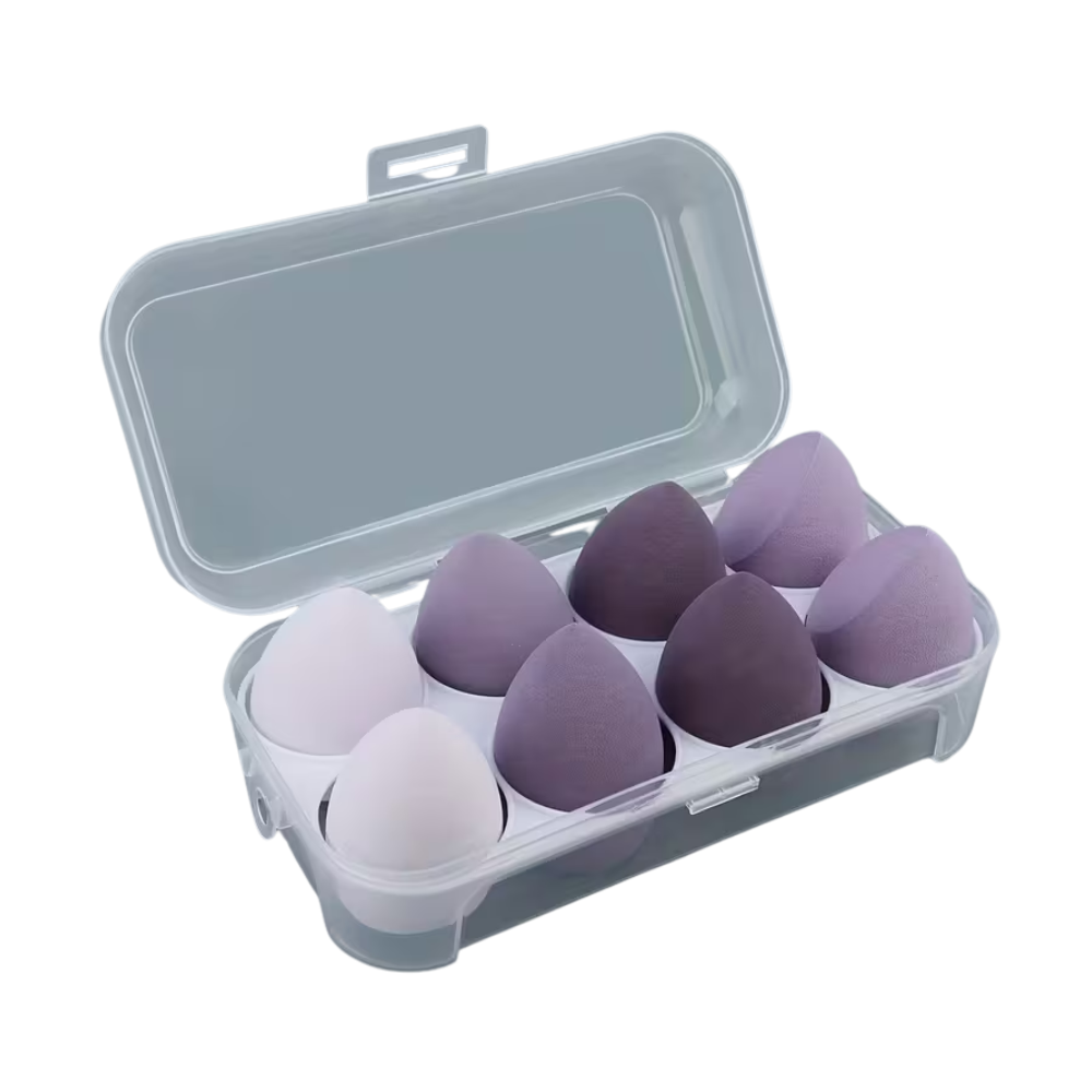 8 Piece Beauty Egg Makeup Sponge Set – Purple