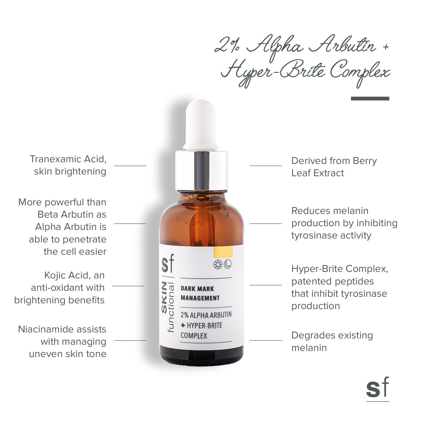 Skin Functional - Dark Mark Management 2% Alpha Arbutin + Hyper-Brite 30ml - KolorzOnline