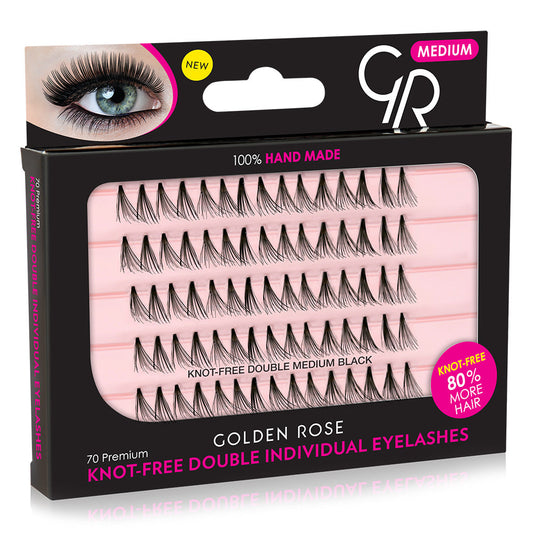 Knot-Free Double Individual Eyelashes - Medium